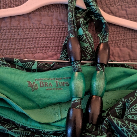 VS Green and Black Bra Tops Halter Dress L - Picture 13 of 14